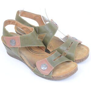 Biza Maddison Leather Women's 10 Wedge Heel Memory Foam Hook & Loop Sandal
